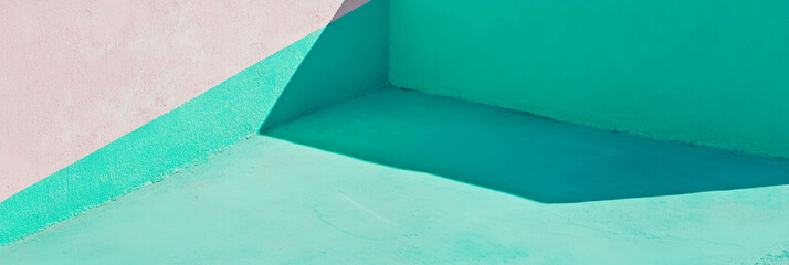 Poster - Bright teal cement wall texture on light green background for creative projects