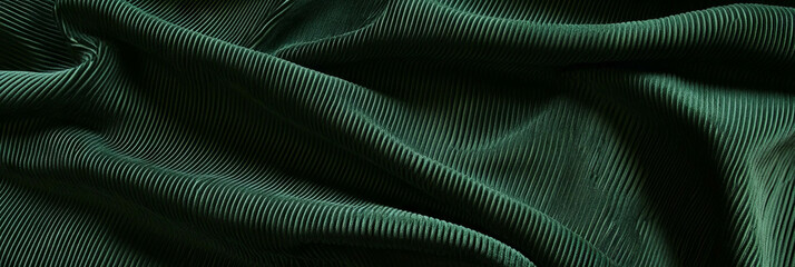 Aufkleber - Dark forest green cotton fabric with corduroy weave and fine vertical ribs for design projects