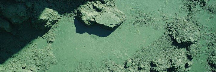 Poster - Dark olive green cement wall texture on light gray background with rough features