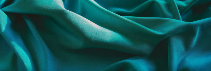 Poster - Dark turquoise cotton fabric with a denim weave showcases a sturdy and textured feel