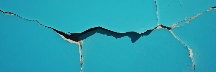 Poster - deep navy blue cement wall texture with a bright light blue background displays weathered effects