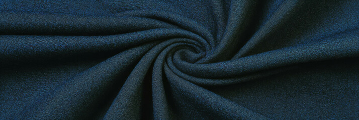 Poster - Deep navy blue cotton fabric with denim weave and classic texture on bright background