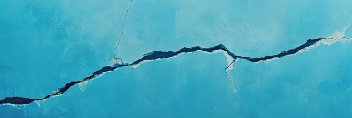 Poster - Deep sapphire blue cement wall texture with rough and weathered appearance on light blue background