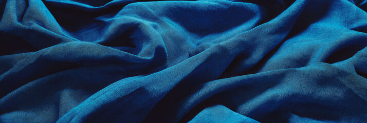 Poster - Deep sapphire blue cotton fabric showcases durable texture and distinctive drill weave
