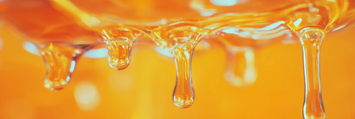 Poster - Dynamic merging droplets creating fluid patterns against a bright background