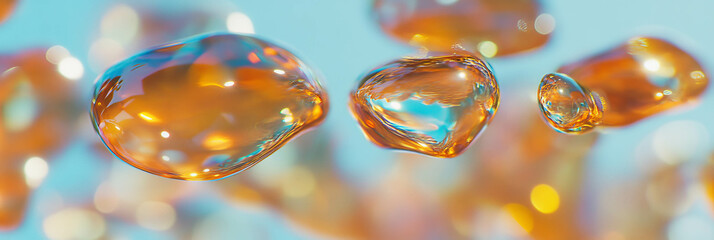 Poster - Droplets on a light surface create gentle shadows and tonal variations for bright backgrounds
