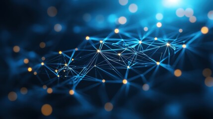 Aufkleber - A vibrant, abstract representation of interconnected nodes and lines, symbolizing technology, networks, and data flow in a digital landscape.