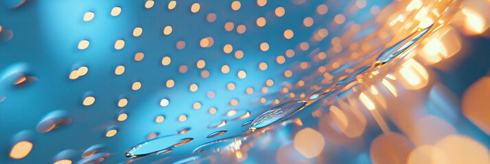 Poster - Captured droplets on metallic surface create captivating abstract patterns and reflections