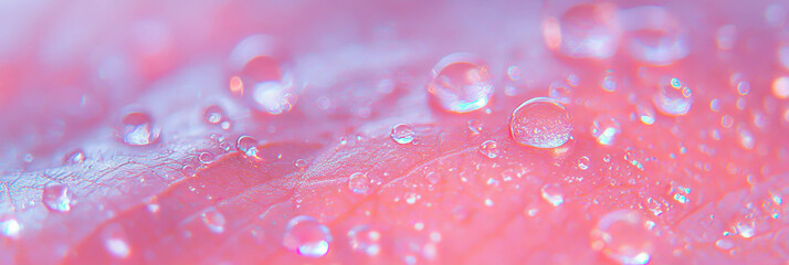 Fototapete - Droplets create reflections on a textured leaf under bright light conditions