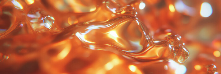Poster - Droplets create beautiful reflections on textured metal surface in bright light