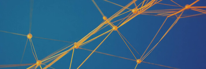 Poster - Dynamic network of lines and shapes illustrating teamwork and strategy in bright colors