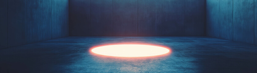 Aufkleber - Bright circle of light in empty room with dark textured walls