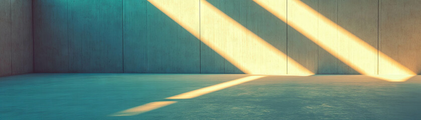 Aufkleber - Bright empty room with long rectangular light source and smooth concrete surfaces