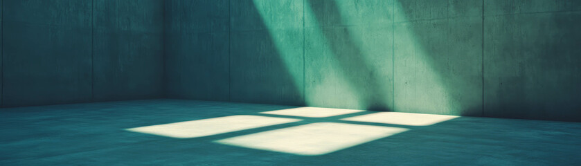 Aufkleber - Empty room illuminated by overhead light creating dramatic shadows on concrete surfaces