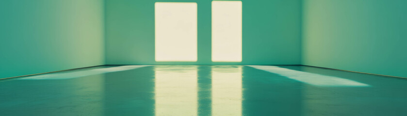 Poster - Empty room with smooth white walls and a soft glow creating a bright background