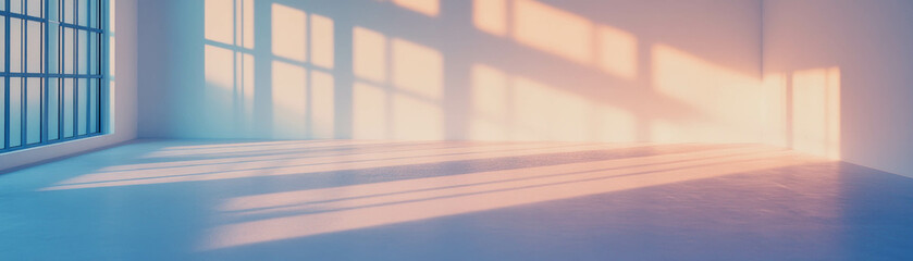 Aufkleber - Bright and spacious empty room with soft glow and smooth white surfaces