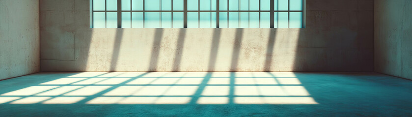 Poster - Empty room with textured concrete walls and dramatic shadows creating a unique atmosphere