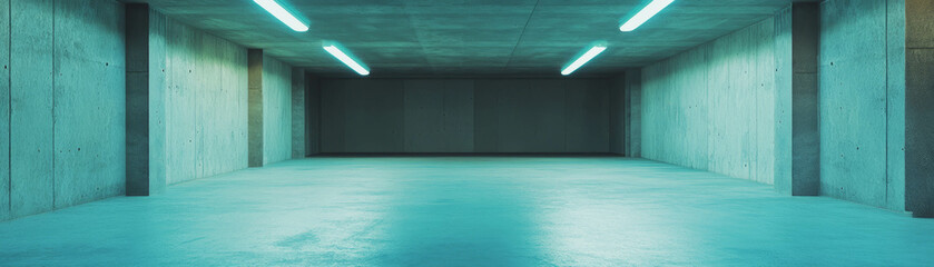 Poster - Empty room with grey lighting and textured concrete walls for creative use