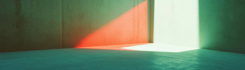 Poster - Soft light illuminating an empty room with textured surfaces and bright background
