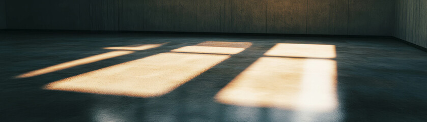 Aufkleber - Bright and spacious room with polished stone floor and textured walls reflecting light