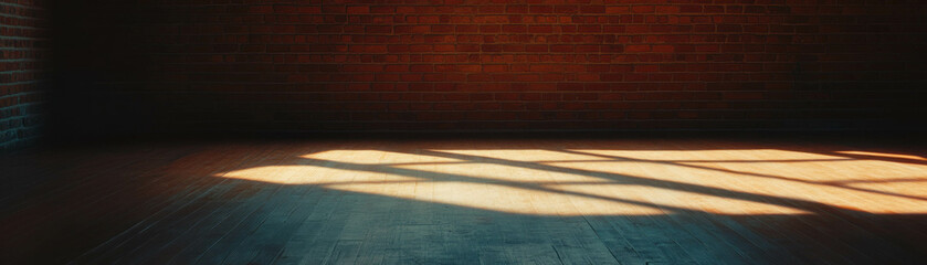 Poster - Soft diffused lighting in a tranquil empty room with textured brick walls