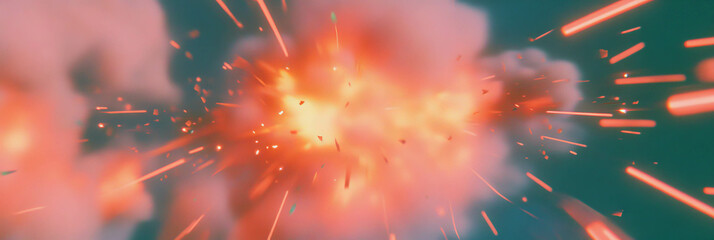 Poster - Explosive starburst patterns radiating energy against a bright backdrop