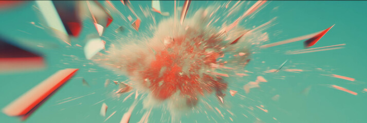Poster - Explosive starburst patterns create dynamic visual force in bright backdrop