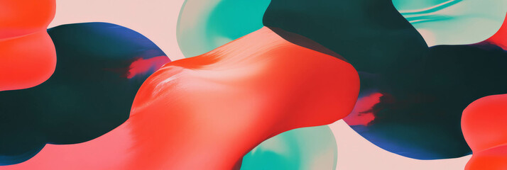 Poster - Flowing organic shapes create vibrant patterns in a bright and dynamic background