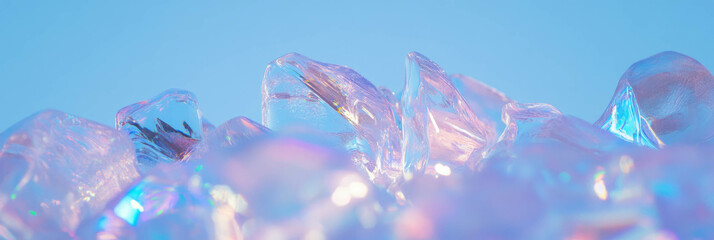 Poster - Frozen waterfalls create mesmerizing abstract ice sculptures against a bright backdrop