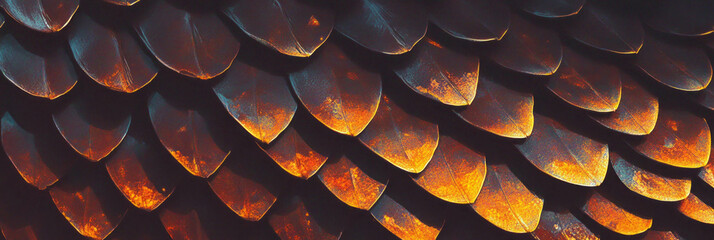 Poster - Hand-drawn snake skin with intricate overlapping scales for a unique background design
