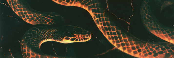 Poster - Hand-drawn snake skin with detailed textures and varied line weights for a striking banner design