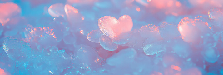 Poster - Endless expanse of frozen flowers with soft petals under gentle light