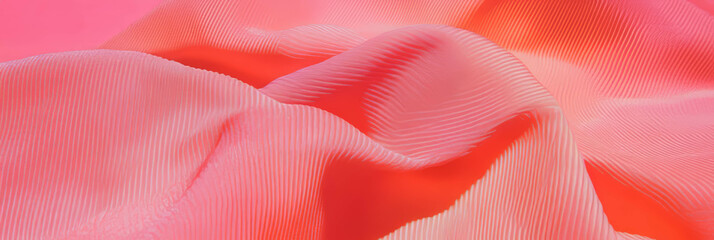 Poster - Textured light coral cotton fabric with seersucker weave on bright background