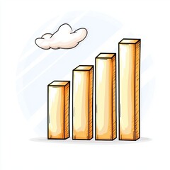 Aufkleber - A hand-drawn illustration of rising bar graphs, symbolizing growth and success in business. The light background and simple design highlight the importance of data visualization.