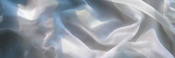 Poster - Light silver cotton fabric showcasing a delicate batiste weave on a bright banner background