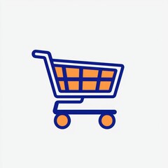 Poster - A simple yet modern illustration of a shopping cart in vibrant colors, representing online shopping and consumer trends. Ideal for e-commerce and retail design projects.