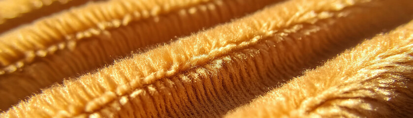 Poster - Bright yellow corduroy texture showcasing vertical ridges in a macro shot