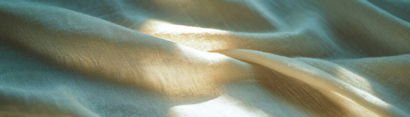 Poster - Macro texture of linen showcasing slubs and surface detail against a bright background