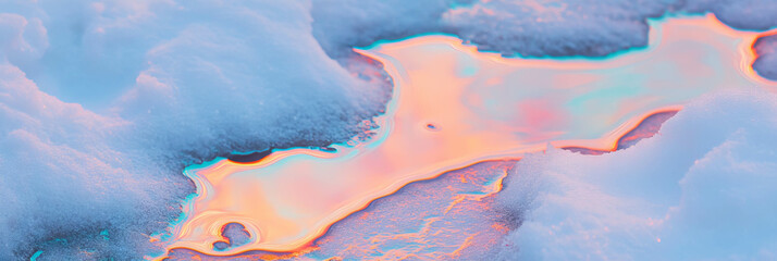 Poster - Melting snow exposes vibrant colors and textures on ground revealing nature's beauty