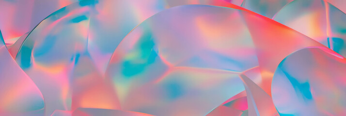 Poster - Overlapping transparent geometric shapes with vibrant color gradients create a modern visual effect