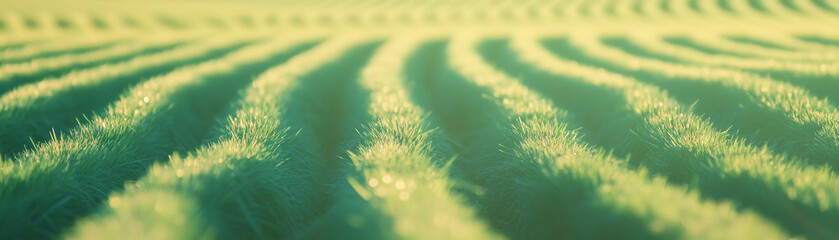 Poster - Rows of young rice plants highlight the essence of agricultural beauty and growth