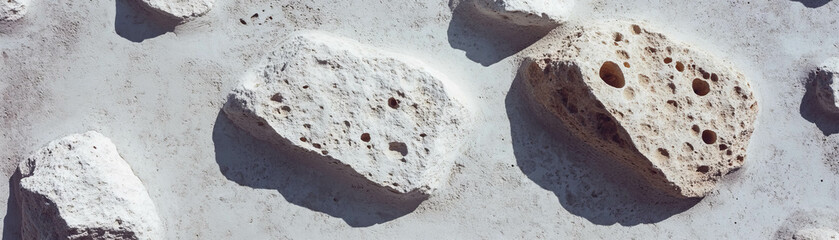Poster - Decorative salt finished concrete with exposed aggregate and rough texture in a bright setting