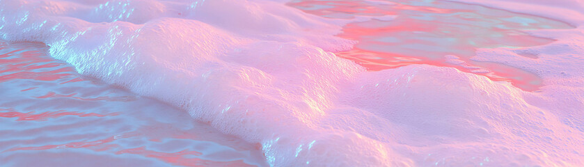 Aufkleber - Sea foam blends with wet sand under bright neon highlights and textures