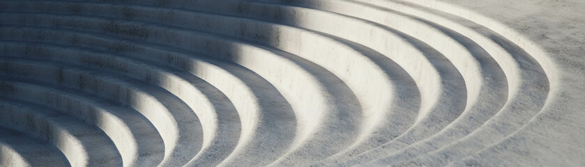 Poster - Swirled concrete design featuring circular patterns and a textured surface in a bright setting