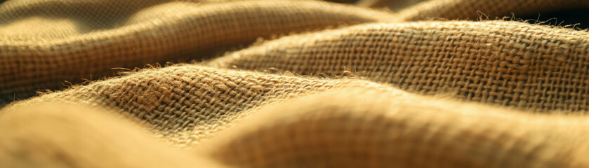Poster - Close-up view of burlap sack texture highlighting coarse fibers and natural pattern