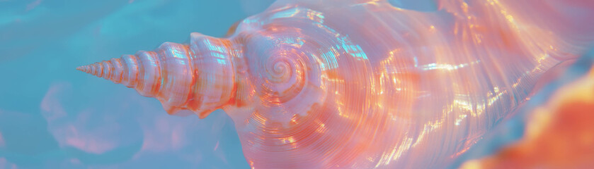 Poster - Spiraling seashell texture on bright background creates a harmonious visual experience