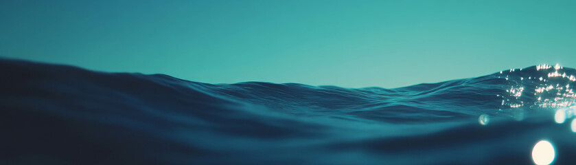 Poster - Beautiful ocean horizon with clear blue sky and calm waters in a bright setting