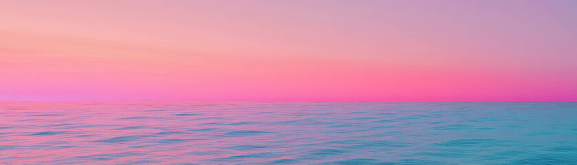 Aufkleber - Colorful horizon with neon blue and pink gradient sky over tranquil ocean