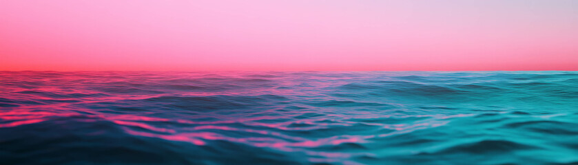 Aufkleber - Vibrant ocean horizon under a neon gradient sky at dusk