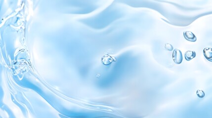 Poster - Mesmerizing Aqua Cascade   Captivating Liquid Motion and Crystalline Clarity of Swirling Water Droplets and Flowing Waves on a Tranquil Minimalist Surface